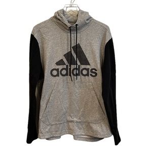 Adidas Gray Black Hooded Pullover Long Sleeve Lightweight Shirt SIZE XL